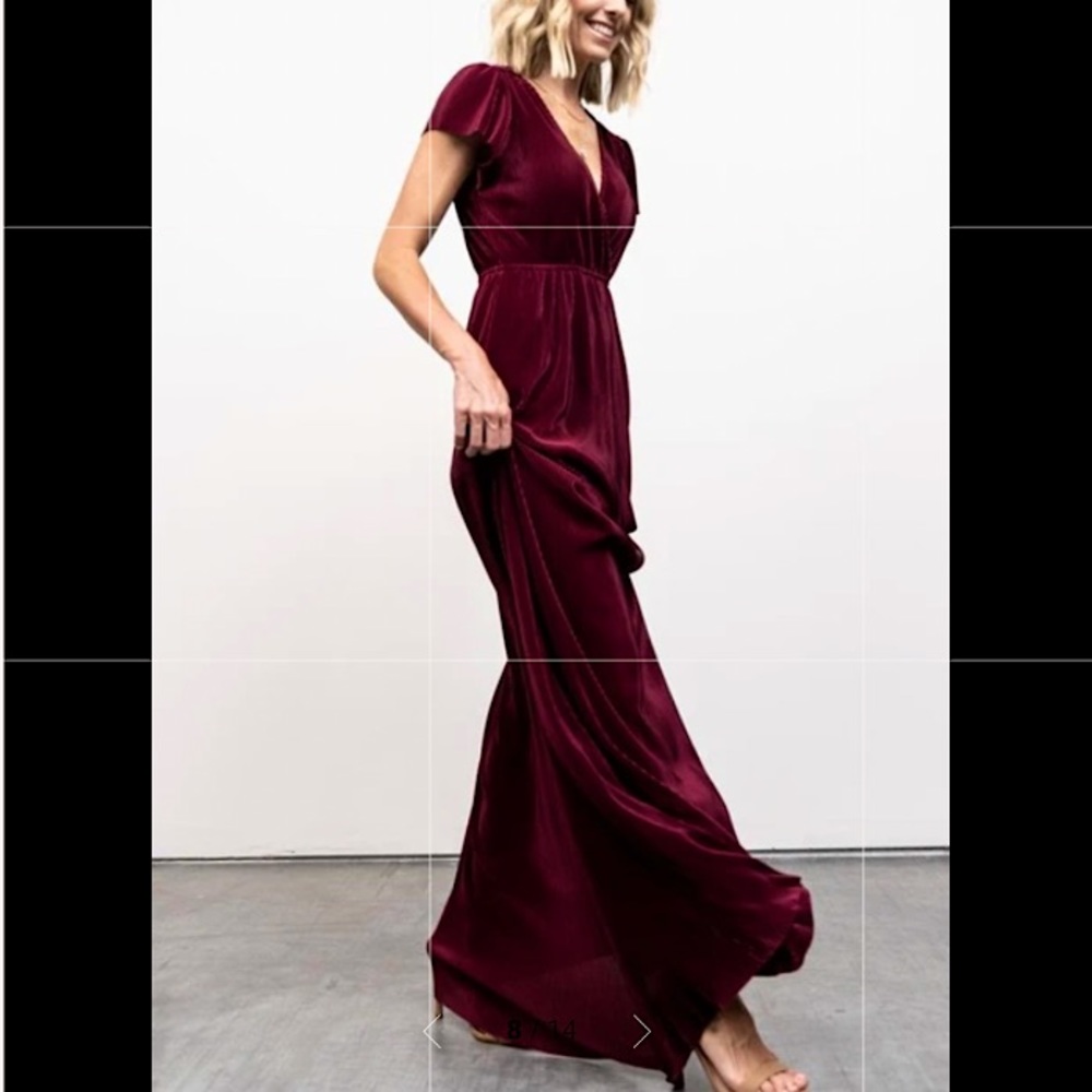 Baltic Born ‘Athena’ Pleated Maxi Dress (bump friendly!) in color Mulberry